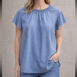 NWT BloomChic Light Blue Polka Dot Blouse Size 18-20 2X